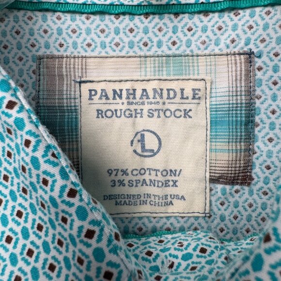 Panhandle Rough Stock Excellent Western Shirt Men’s L Blue Micro Print - Picture 6 of 9